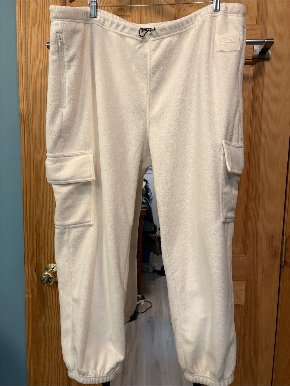 Cream Fleece Unisex Cargo Pants Sz XXXL
